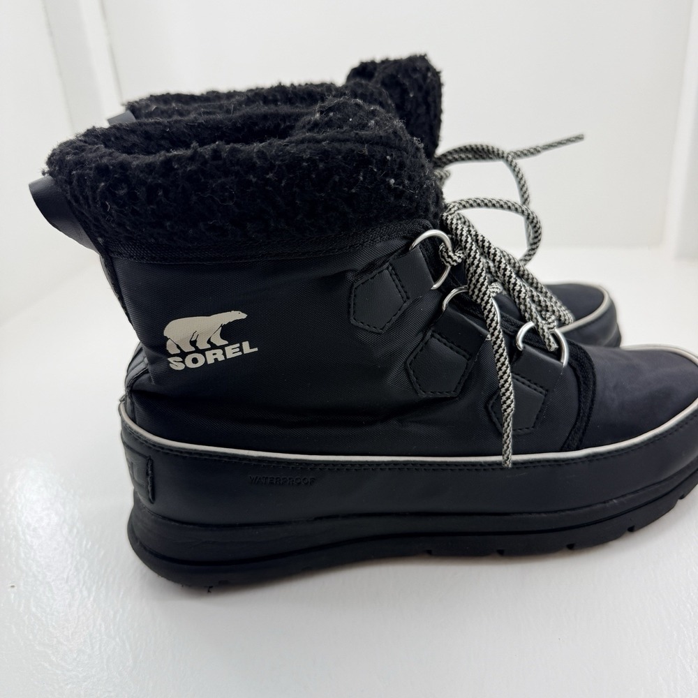 Sorel Explorer Carnival Womens 9.5 Black Waterproof Winter Snow Boots NL3040-010